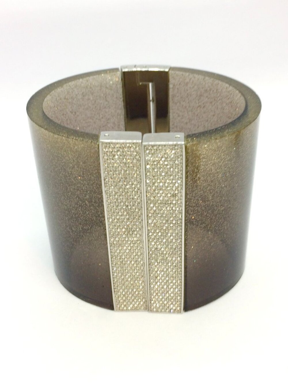 MICHAEL KORS CUFF Cityscape Shimmer Wide Smoky Brown Resin Crystal Bracelet